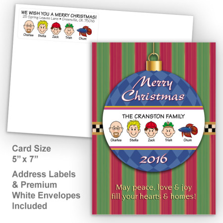 Merry Christmas Ornament Style L Christmas Card Set