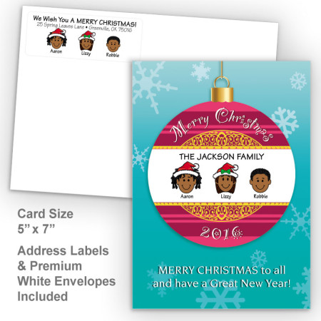 Merry Christmas Ornament Style M Christmas Card Set