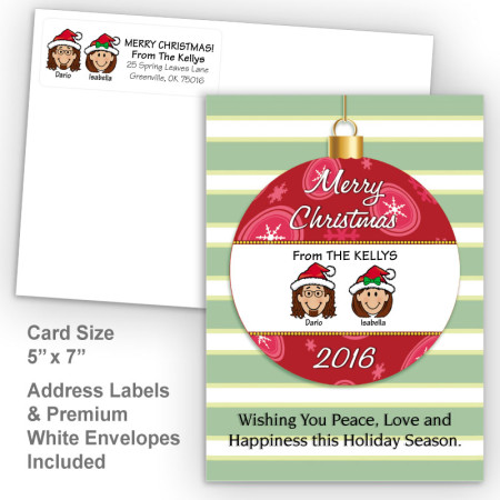 Merry Christmas Ornament Style N Christmas Card Set