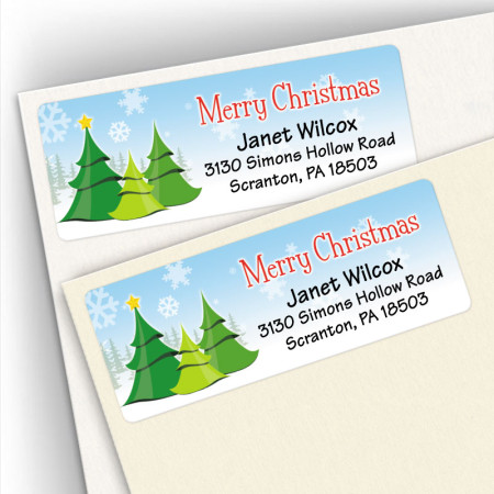Merry Christmas Trees Address Labels