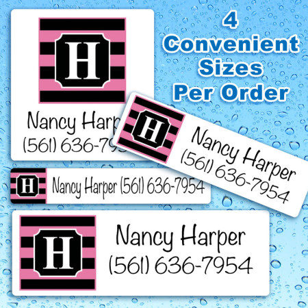 Monogram 4 Waterproof Name Labels For Kids