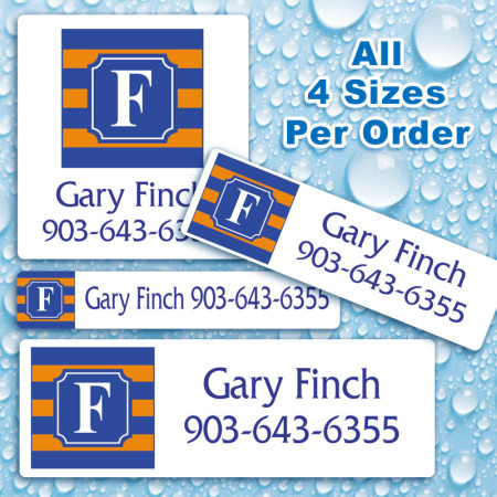 Monogram School Colors 1 Waterproof Name Labels For Kids