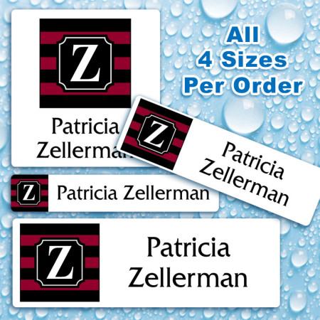 Monogram School Colors 16 Waterproof Name Labels For Kids