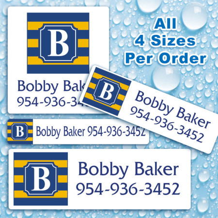 Monogram School Colors 18 Waterproof Name Labels For Kids