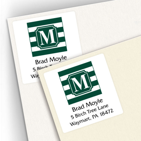 Monogram Square Address Labels School Colors 12