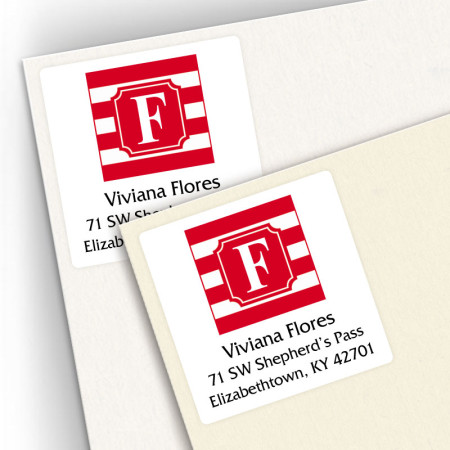 Monogram Square Address Labels School Colors 6