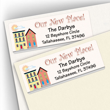 Moving Colored Houses Address Labels