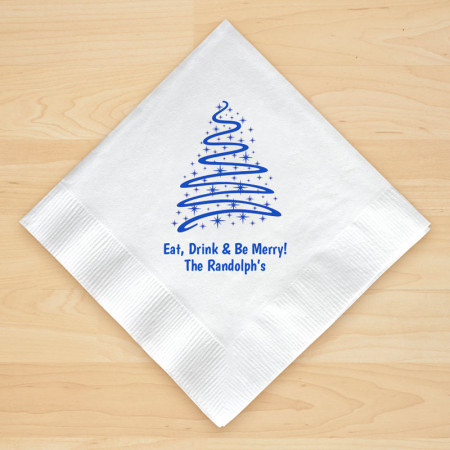 Christmas Tree Design 3 Personalized Christmas Beverage Napkins