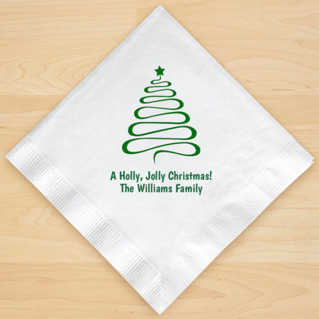 Christmas Tree Design 10 Personalized Christmas Lunch-Dinner Napkins