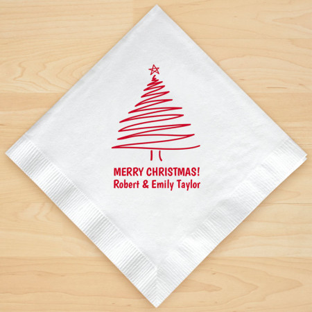 Christmas Tree Design 2 Personalized Christmas Lunch-Dinner Napkins