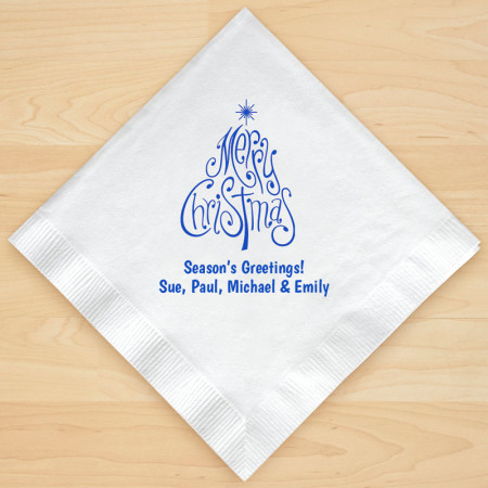 Christmas Tree Design 6 Personalized Christmas Lunch-Dinner Napkins