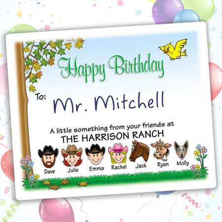 Nature Happy Birthday Gift Label