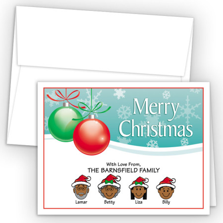 Ornaments 2 Merry Christmas Holiday Fold Note Head