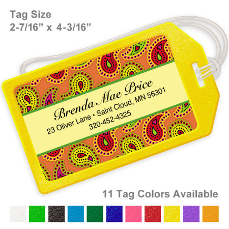 Paisley on Orange Luggage Tag