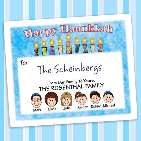 Pattern Candles 2 Hanukkah Gift Labels
