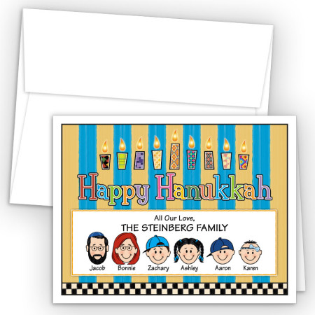 Pattern Candles Happy Hanukkah Holiday Fold Note Head