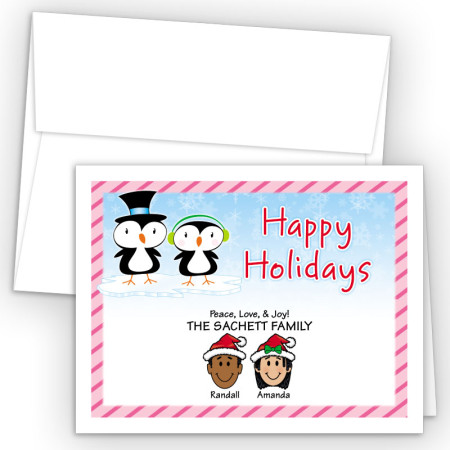 Penguin Couple Happy Holiday Fold Note