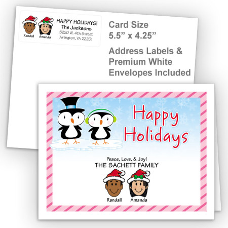 Penguin Couple Happy Holidays Fold Note Set