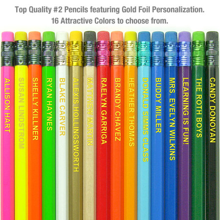 24 Hexagon "NEON Green" Personalized Pencils 