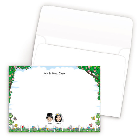 Picket Fence Bordered Family Correspondence Card