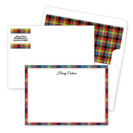 Plaid Red Artistic Correspondence Card Ensembles