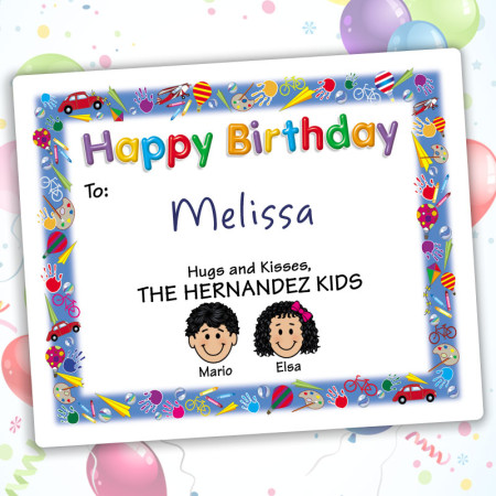 Playtime Happy Birthday Gift Label