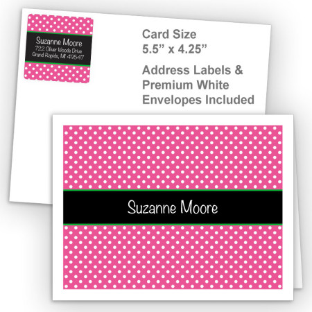 Hot Pink Polka Dot Thank You Card Package