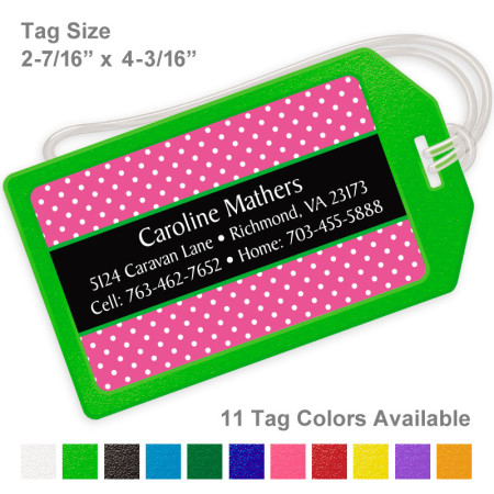 Polka Dots Pink 2 Luggage Tag