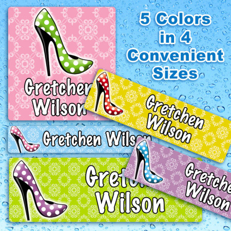 Polka Dots Waterproof Name Labels For Kids