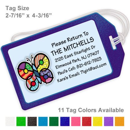 Pop Art Butterfly Luggage Tag