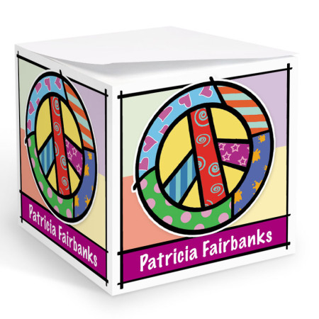 Pop Art Peace Sign Memo Cube