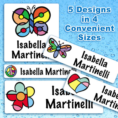 Pop Art Waterproof Name Labels For Kids
