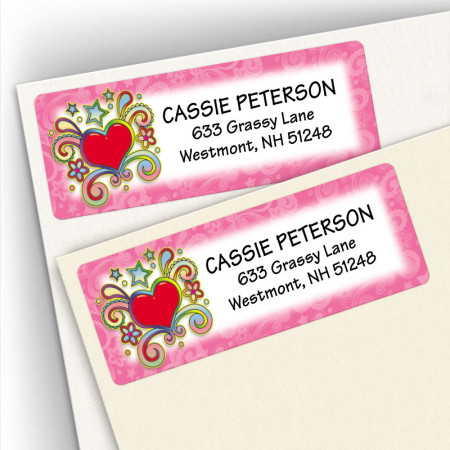 Psychedelic Heart Address Labels
