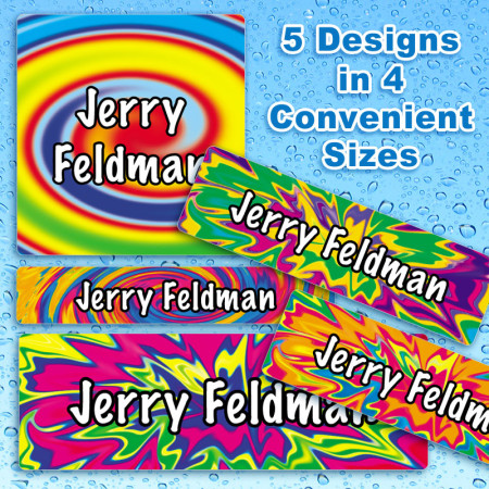 Psychedelic Waterproof Name Labels For Kids