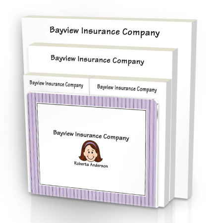 Purple Stripes Family Note Pad Set & Acrylic Holder