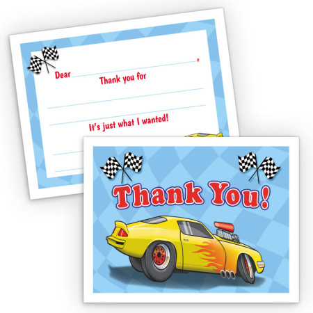 Race Car Fill-In Thank You Cards