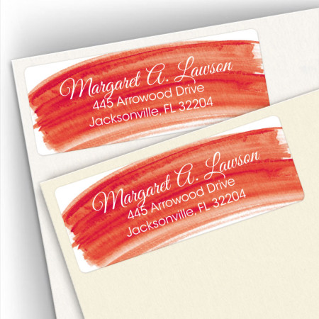 Red Watercolor Address Labels