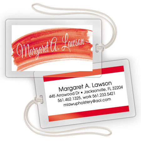 Red Watercolor Laminated Bag Tags