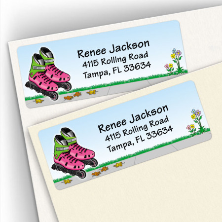 Rollerblades Girl Address Labels