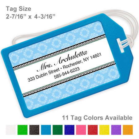 Rosalinda Pattern Blue Luggage Tag