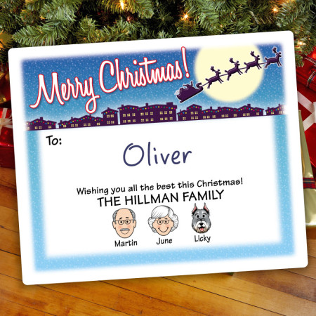 Santa Silhouette Christmas Gift Label