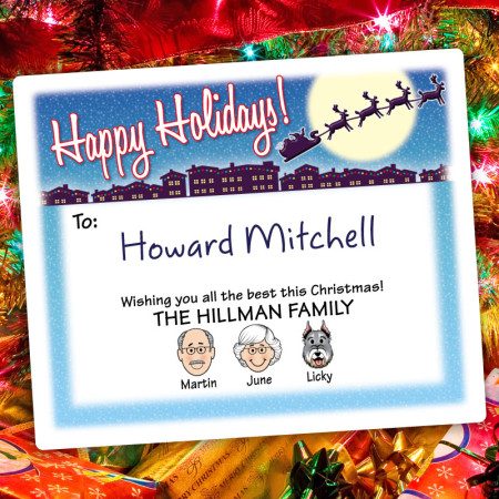 Santa Silhouette Holiday Gift Label