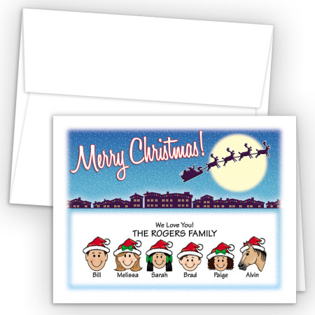 Santa Silhouette Merry Christmas Holiday Fold Note Head