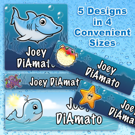 Sea Life Waterproof Name Labels For Kids