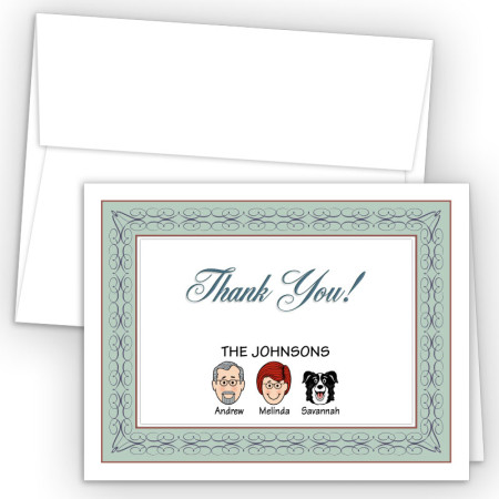 Seabreeze Foldover Family Thank You Card