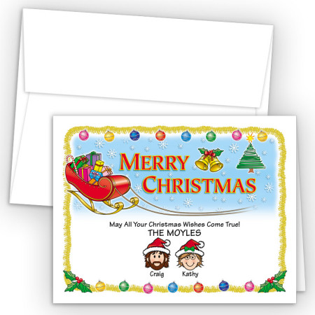 Santa's Sleigh Merry Christmas Holiday Fold Note Head