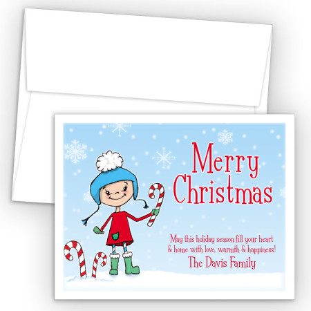 Snow Girl Merry Christmas Holiday Cards