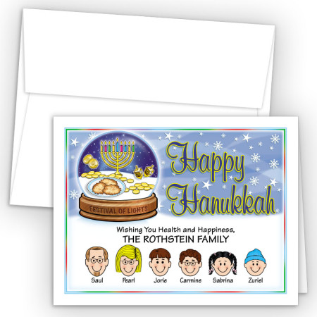 Snow Globe Happy Hanukkah Holiday Fold Note Head