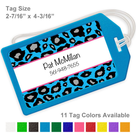 Snow Leopard Blue Luggage Tag