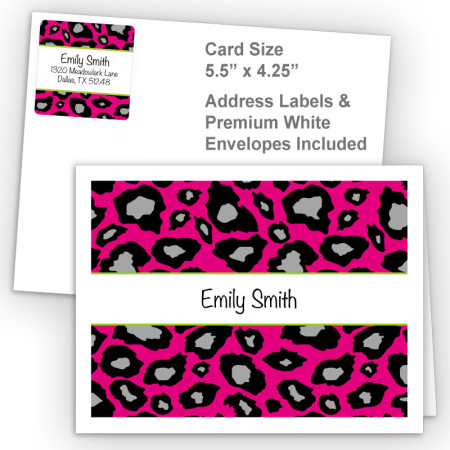 Snow Leopard Hot Pink Thank You Card Package